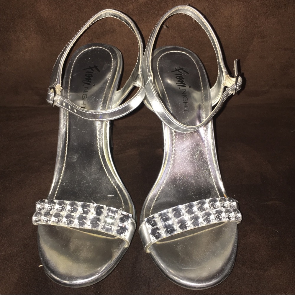 Ladies silver, sparkly sandals